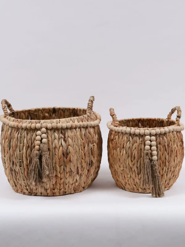 Inspire Me! Home Decor Braided Baskets With Beaded Tassel (Set Of 2)