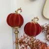 Inspire Me! Home Decor Burnt Orange Velvet Decorative Pumpkin With Gold Stem