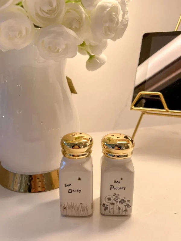 Inspire Me! Home Decor Busy Bees Salt & Pepper Shaker Set Gold