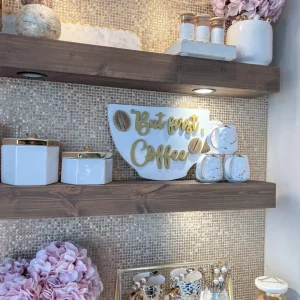 Inspire Me! Home Decor But First, Gold Coffee Wooden Sign