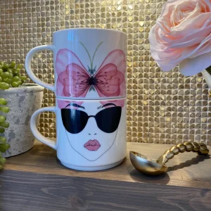 Inspire Me! Home Decor Butterfly Sunglasses Stack Mugs