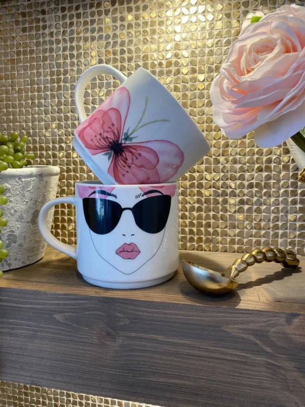 Inspire Me! Home Decor Butterfly Sunglasses Stack Mugs