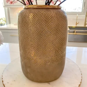 Inspire Me! Home Decor Ceramic Large Grey Vase W/ Gold Raised Design