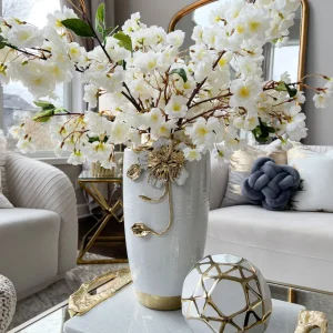 Inspire Me! Home Decor Ceramic White And Gold Orb