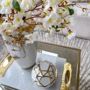 Inspire Me! Home Decor Ceramic White And Gold Orb