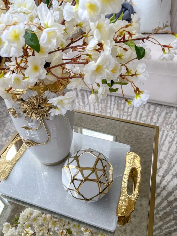 Inspire Me! Home Decor Ceramic White And Gold Orb