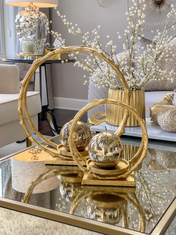 Inspire Me! Home Decor Circular Gold Metal Candle Holder (2 Sizes)