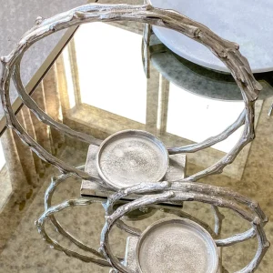 Inspire Me! Home Decor Circular Silver Metal Candle Holder (2 Sizes)