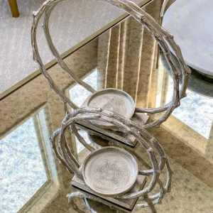 Inspire Me! Home Decor Circular Silver Metal Candle Holder (2 Sizes)