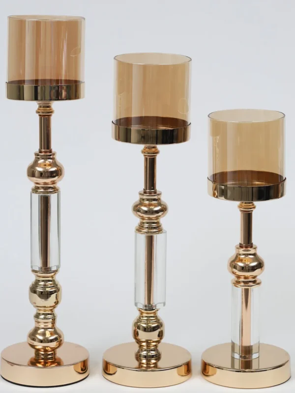 Inspire Me! Home Decor Classic Elegant Hurricane Candle Sticks (Set Of 3)