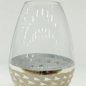 Inspire Me! Home Decor Clear Glass Vase With Champagne Gold Patterned Base