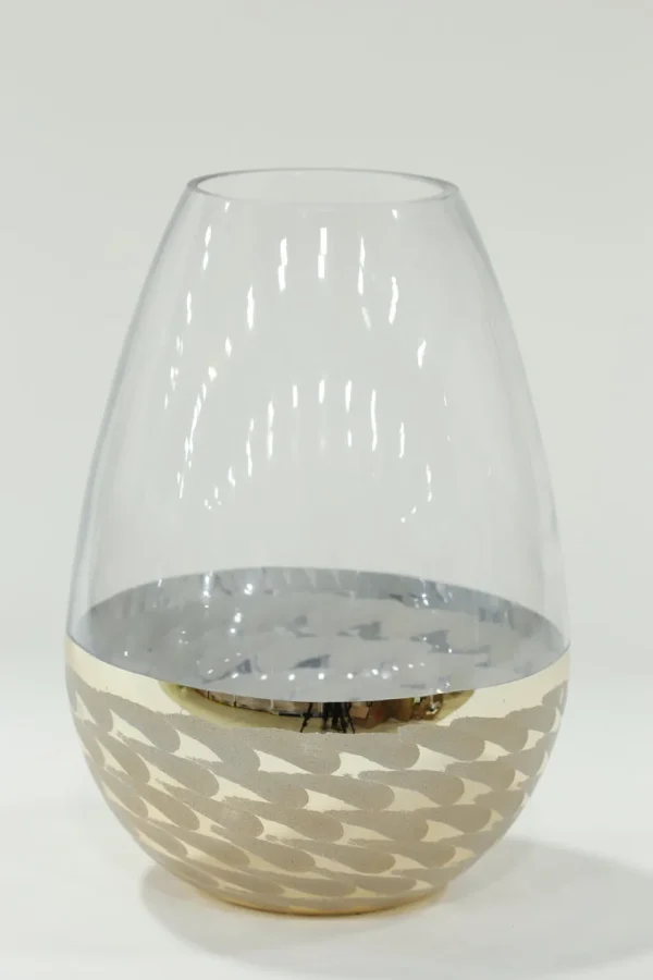 Inspire Me! Home Decor Clear Glass Vase With Champagne Gold Patterned Base