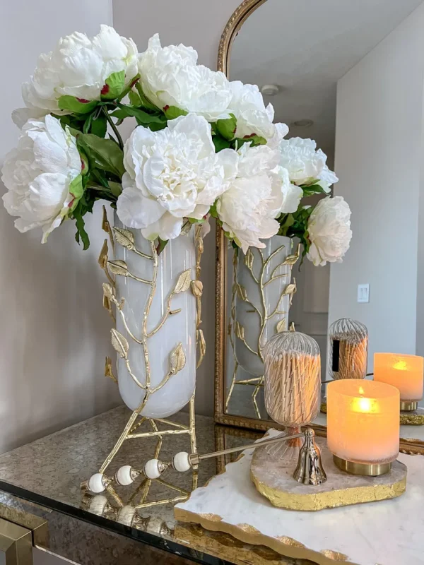 Inspire Me! Home Decor Cream Real Touch Peony Stem