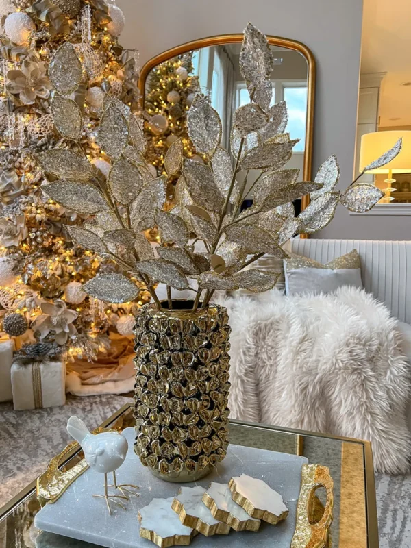 Inspire Me! Home Decor Crystal Glitter And Beaded Edge Leaf Spray