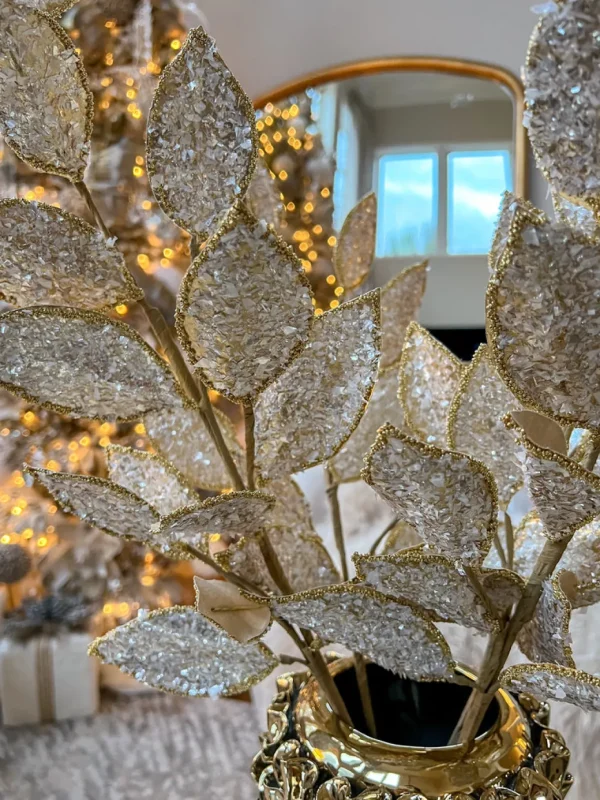 Inspire Me! Home Decor Crystal Glitter And Beaded Edge Leaf Spray