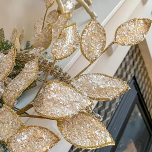 Inspire Me! Home Decor Crystal Glitter And Beaded Edge Leaf Spray
