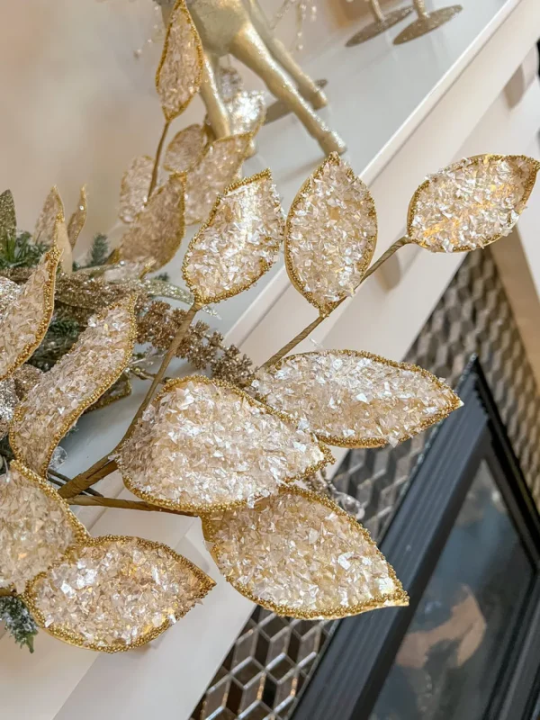 Inspire Me! Home Decor Crystal Glitter And Beaded Edge Leaf Spray