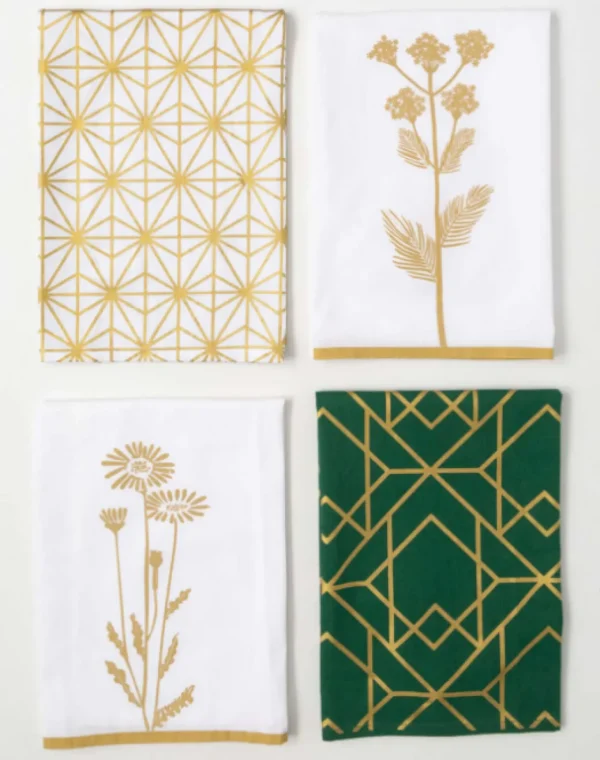 Inspire Me! Home Decor Decorative Tea Towel (4 Styles) Gold