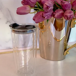 Inspire Me! Home Decor Double Wall Clear Glass Travel Mug