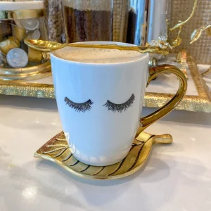 Inspire Me! Home Decor Eyelash Mug W/ Gold Handle