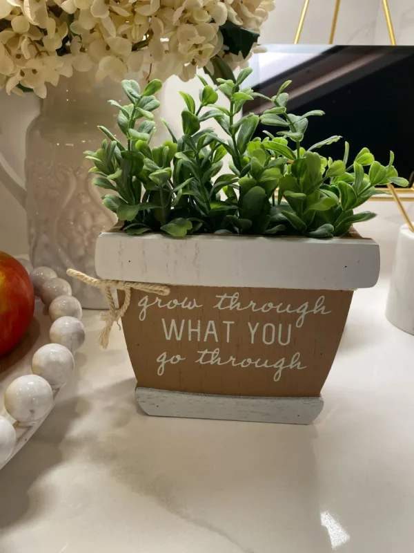 Inspire Me! Home Decor Faux Foliage Potted Inspirational Sign (3 Styles)