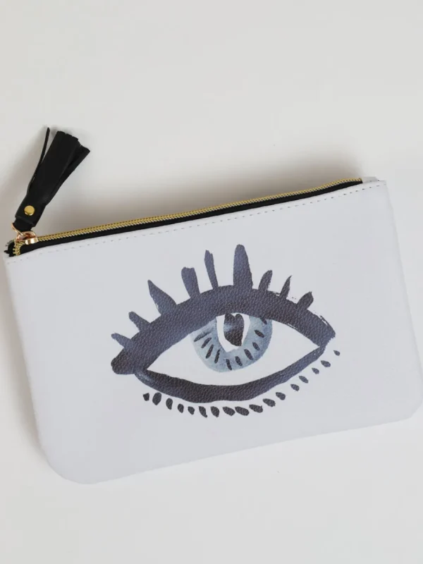 Inspire Me! Home Decor Faux Leather Evil Eye Cosmetic Bag