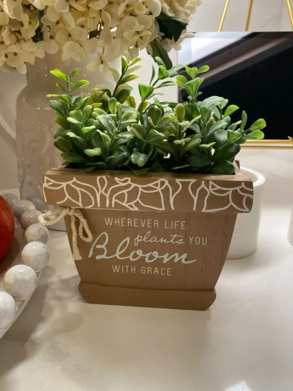 Inspire Me! Home Decor Faux Foliage Potted Inspirational Sign (3 Styles)