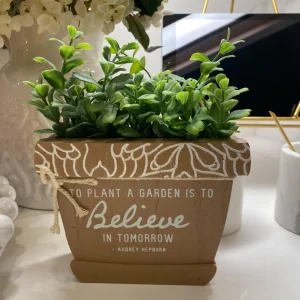 Inspire Me! Home Decor Faux Foliage Potted Inspirational Sign (3 Styles)