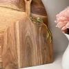 Inspire Me! Home Decor Flat Edge Wood Charcuterie Board With Leaf Design