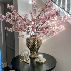 Inspire Me! Home Decor Floral Stems 51″ Pink & Cream Cherry Blossom Stem