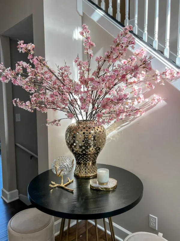 Inspire Me! Home Decor Floral Stems 51″ Pink & Cream Cherry Blossom Stem