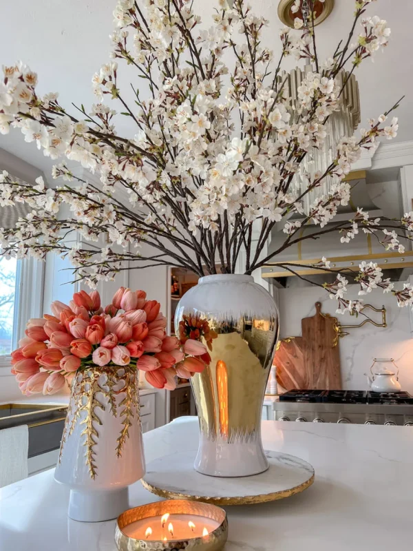 Inspire Me! Home Decor Floral Stems 51″ White Cherry Blossom Stem