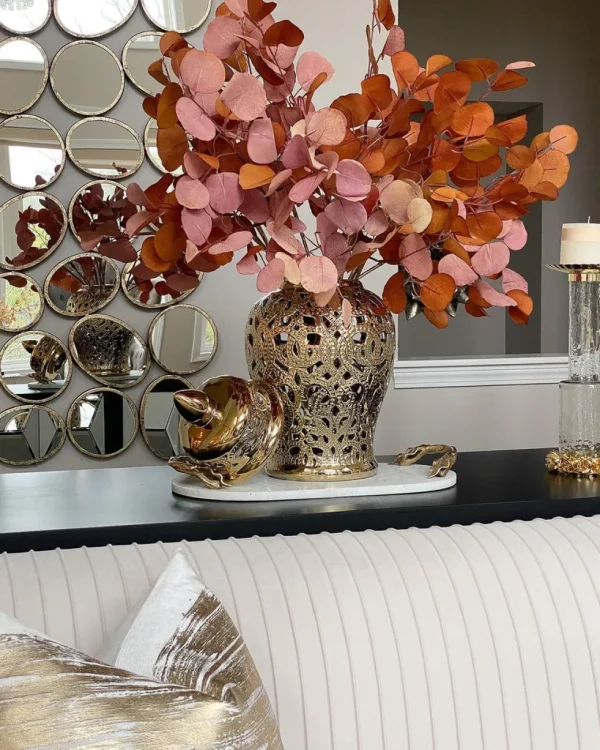 Inspire Me! Home Decor Floral Stems Beige Pink Flat Eucalyptus Stem