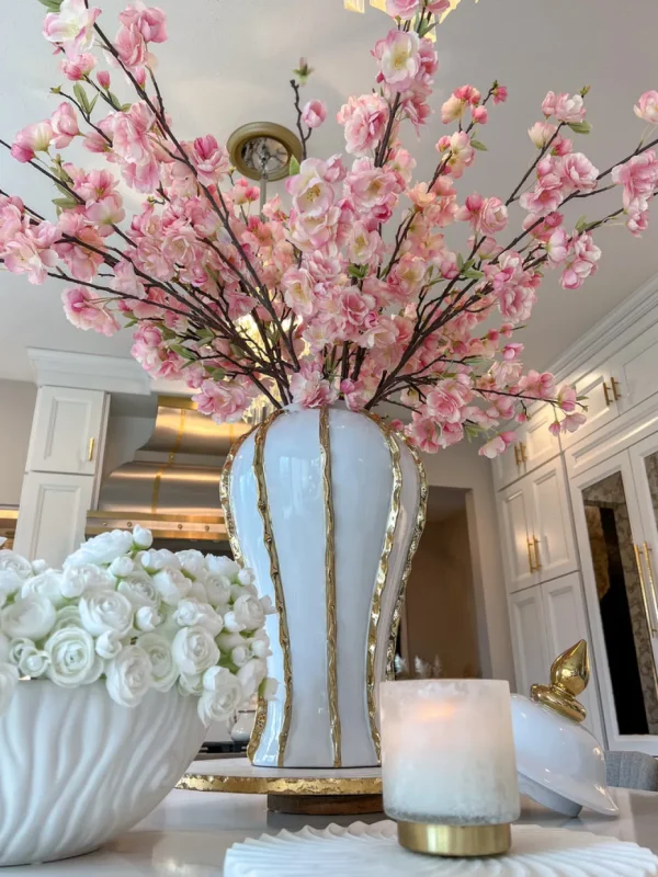 Inspire Me! Home Decor Floral Stems Pink Cherry Blossom Branch Stem