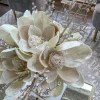 Inspire Me! Home Decor Floral Stems Large White Beaded Magnolia Stem