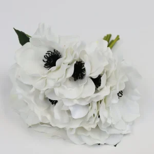 Inspire Me! Home Decor Floral Stems 10″ Real Touch White Anemone Bouquet