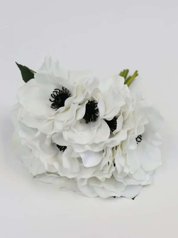 Inspire Me! Home Decor Floral Stems 10″ Real Touch White Anemone Bouquet