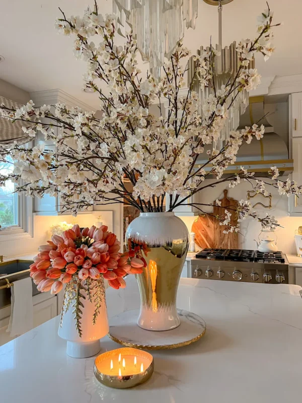 Inspire Me! Home Decor Floral Stems 51″ White Cherry Blossom Stem