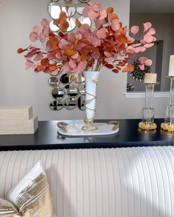 Inspire Me! Home Decor Floral Stems Beige Pink Flat Eucalyptus Stem