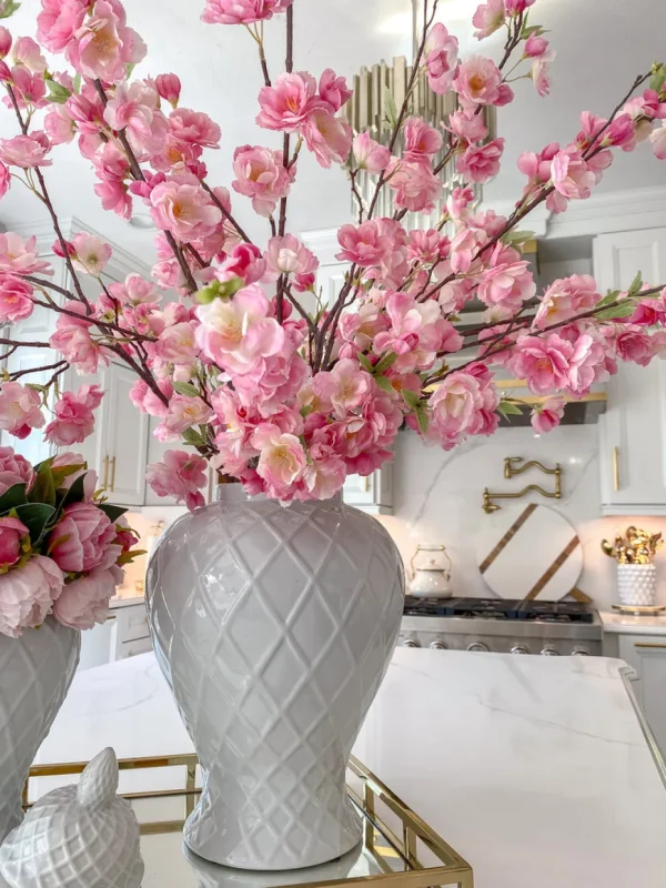 Inspire Me! Home Decor Floral Stems Pink Cherry Blossom Branch Stem