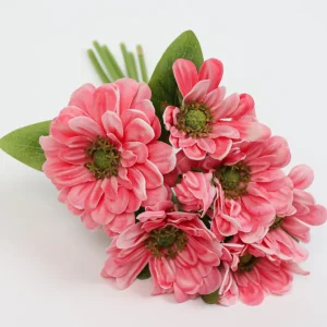 Inspire Me! Home Decor Floral Stems 11″ Real Touch Pink Zinnia Bundle (2 Colors)