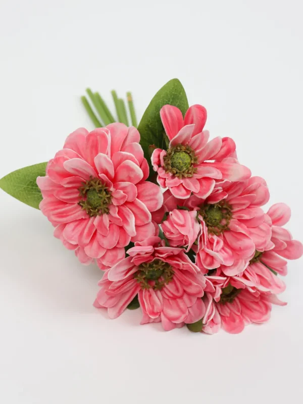 Inspire Me! Home Decor Floral Stems 11″ Real Touch Pink Zinnia Bundle (2 Colors)