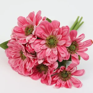 Inspire Me! Home Decor Floral Stems 11″ Real Touch Pink Zinnia Bundle (2 Colors)