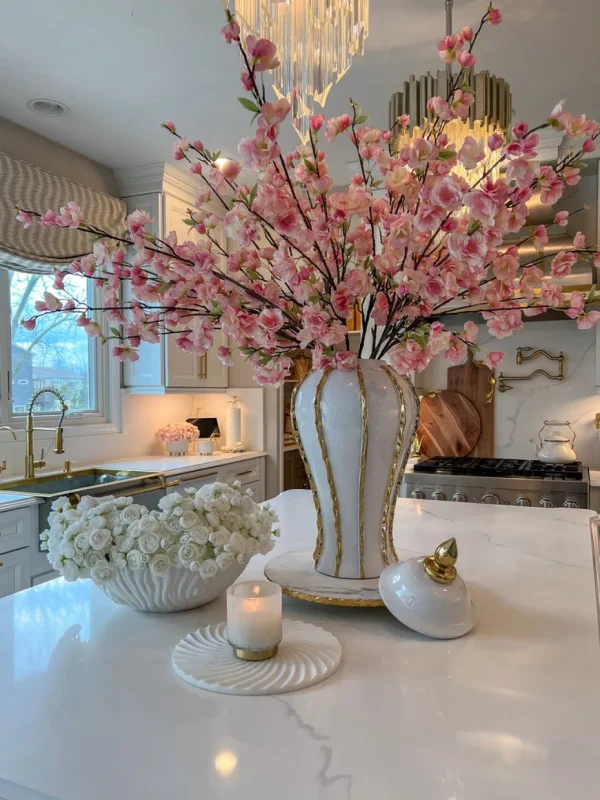 Inspire Me! Home Decor Floral Stems Pink Cherry Blossom Branch Stem