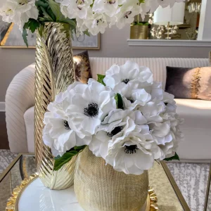 Inspire Me! Home Decor Floral Stems 10″ Real Touch White Anemone Bouquet