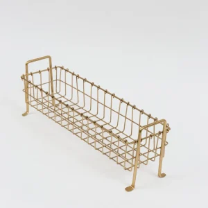 Inspire Me! Home Decor Footed Gold Wired Rectangular Basket (3 Sizes)