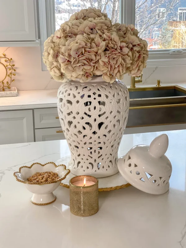 Inspire Me! Home Decor French Beige/Blush Hydrangea Stem Floral Stems