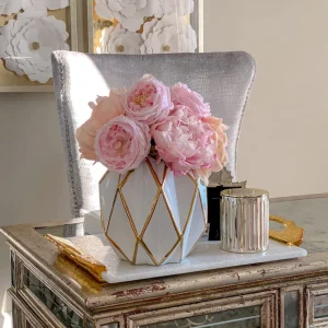 Inspire Me! Home Decor Geometric Gold And White Vase