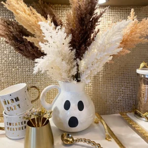 Inspire Me! Home Decor Ghost Ceramic Pitcher With Broom Spoon