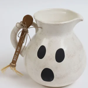 Inspire Me! Home Decor Ghost Ceramic Pitcher With Broom Spoon